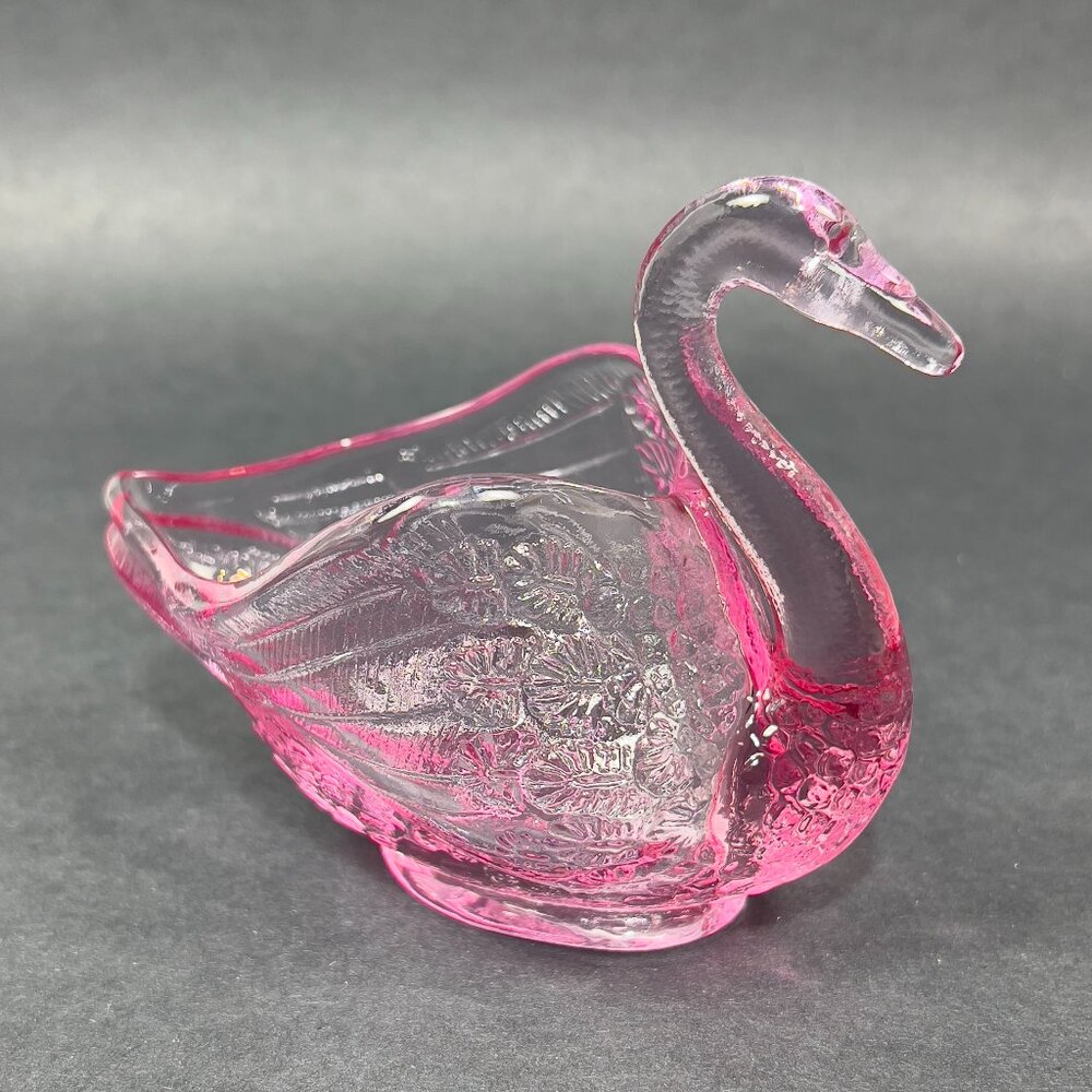 Fenton Pink Glass Swan Candy Dish - Picture 5 of 13